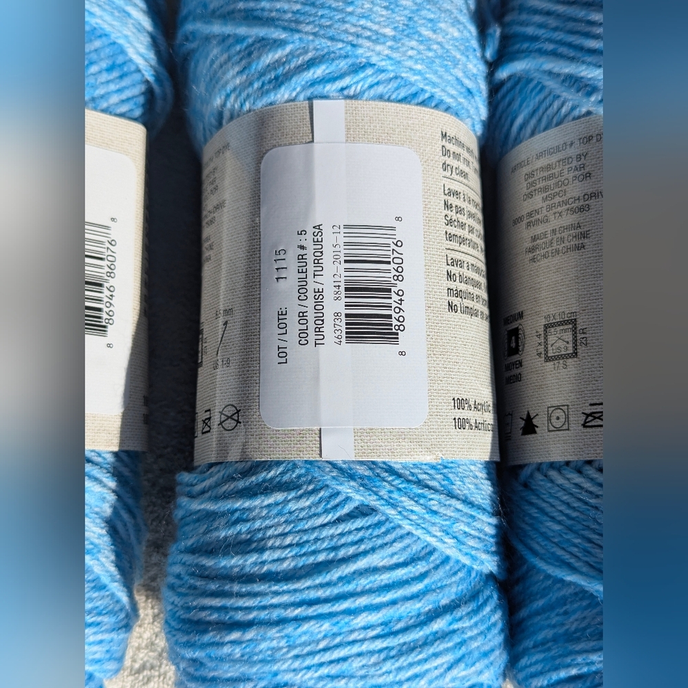 Loops And Threads Shabby Baby Blue Yarn, 3 Skiens New, Same Dye Lot - Picture 6 of 8
